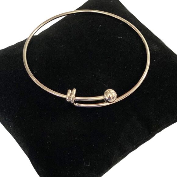 Silver Beaded Tension Bangle Bracelets -NEW - Picture 3 of 4